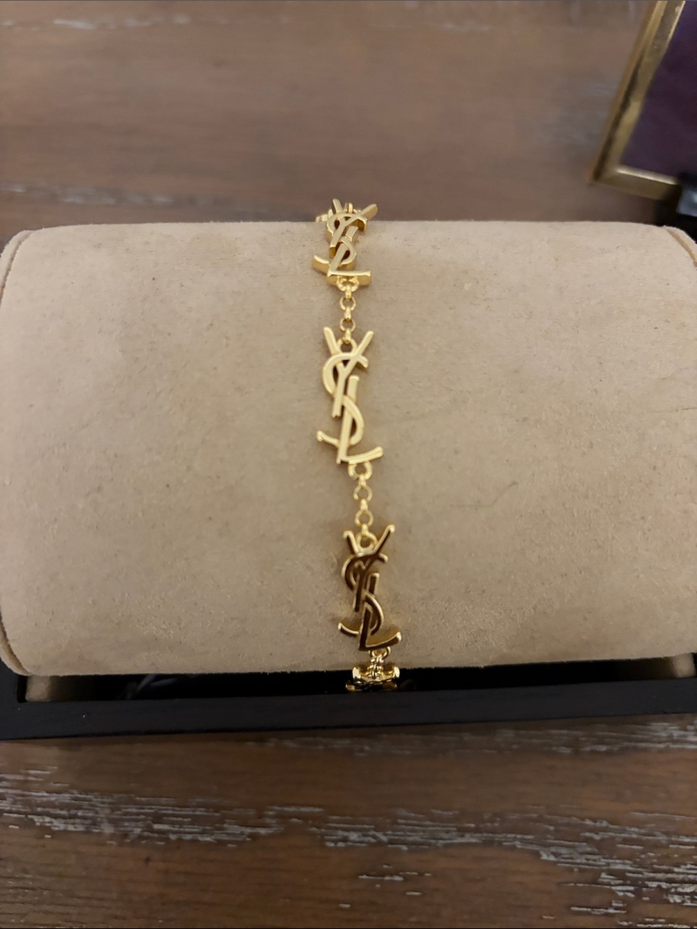 Gold YSL Logo Link Bracelet